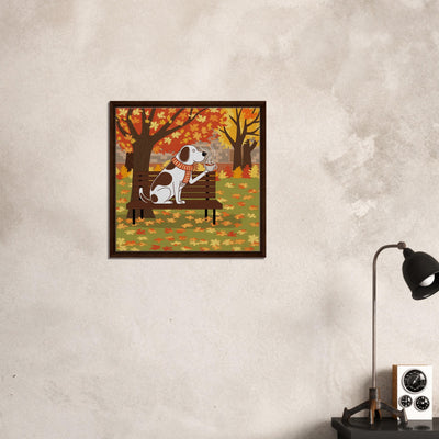 Charming fall-inspired dog canvas art, perfect for cozy home decoration.