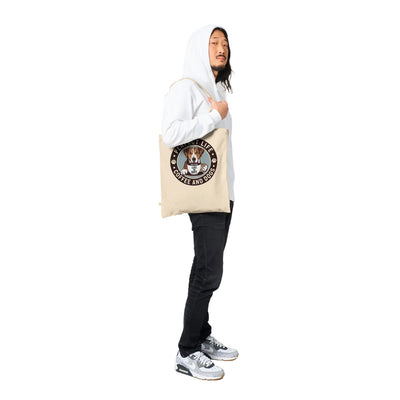 Man with Coffee and Dogs Premium Tote Bag