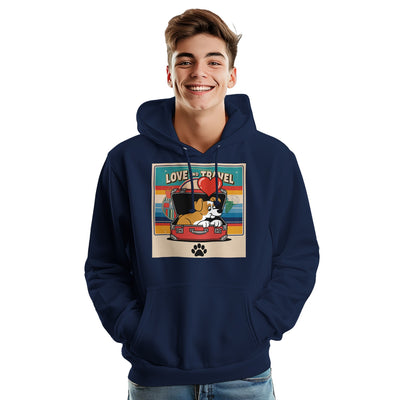 Love and Travel Premium Unisex Pullover Navy Blue Hoodie