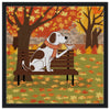 Autumn dog framed canvas, 24x24 inches, ideal wall art for dog lovers.