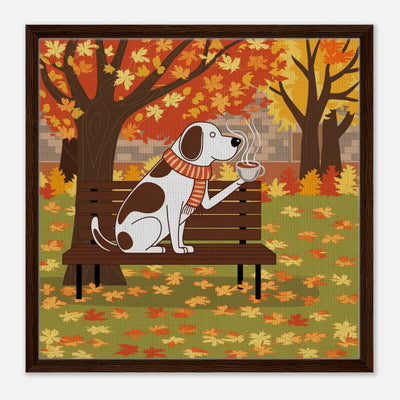 Autumn dog framed canvas ideal wall art for dog lovers