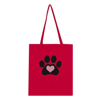 Paw Heart Classic Tote Bag in Red