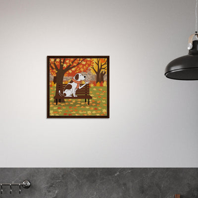 Premium-quality autumn dog canvas on wall