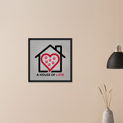 A House of Love Framed Canvas with a Beautiful Lamp