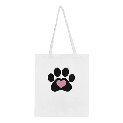 Paw Heart Classic Tote Bag in White