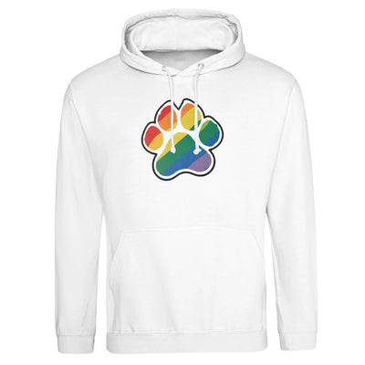 Rainbow Paw White Hoodie in a cozy pullover style