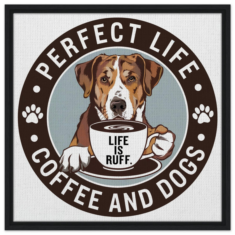 Coffee and Dogs Framed Canvas 60x60 cm / 24x24