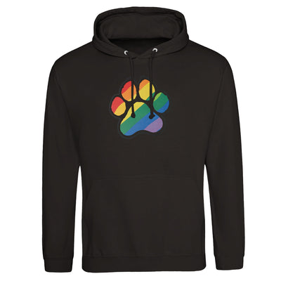 Rainbow Paw Black Hoodie in a cozy pullover style